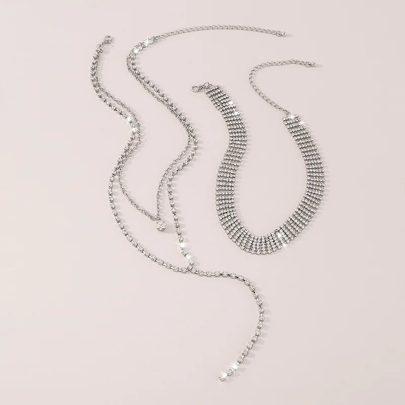 Stonefans Simple Rhinestone Long Tassel Necklace for Women Luxurious Multilayer Claw Chain Collar Y Shape Jewelry Accessories