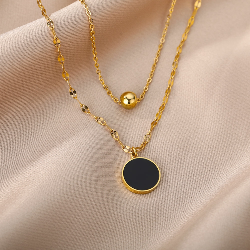 Stainless Steel Geometry Star Moon Butterfly Pendant Multilayer Chain Choker Necklace For Women Wedding Accessories Dropshipping