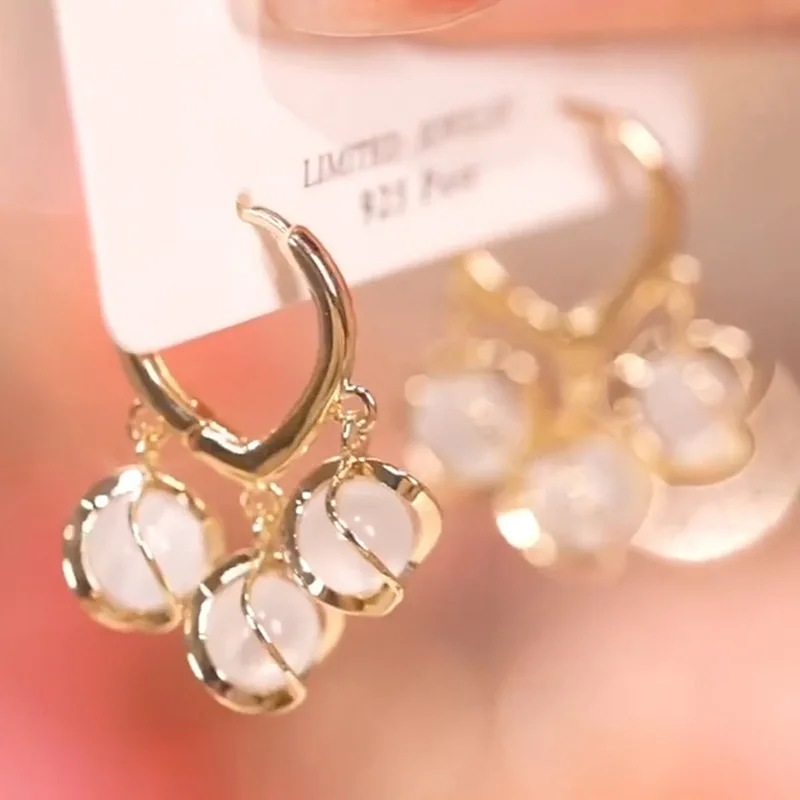 Opal Droplet Natural Stone Earrings Transparent Opal Aesthetic Girl Earring for Women Trendy Creative Jewelry Luxury Party