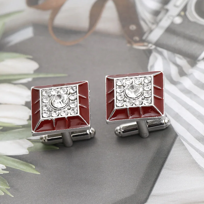 Square Cufflinks Mens Red/Black Enamel Business Cuff Links Button Vintage Retro French Suit Shirt Cufflink Wedding Jewelry Men Square Cufflinks Mens Red/Black Enamel Business Cuff Links Button Vintage Retro French Suit Shirt Cufflink Wedding Jewelry Men
