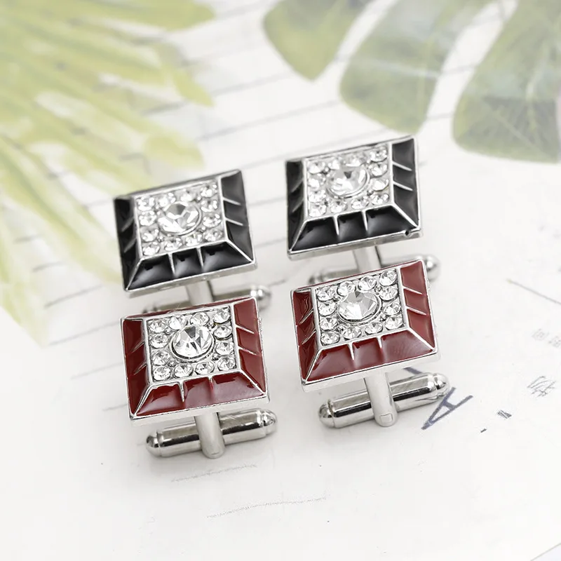 Square Cufflinks Mens Red/Black Enamel Business Cuff Links Button Vintage Retro French Suit Shirt Cufflink Wedding Jewelry Men Square Cufflinks Mens Red/Black Enamel Business Cuff Links Button Vintage Retro French Suit Shirt Cufflink Wedding Jewelry Men