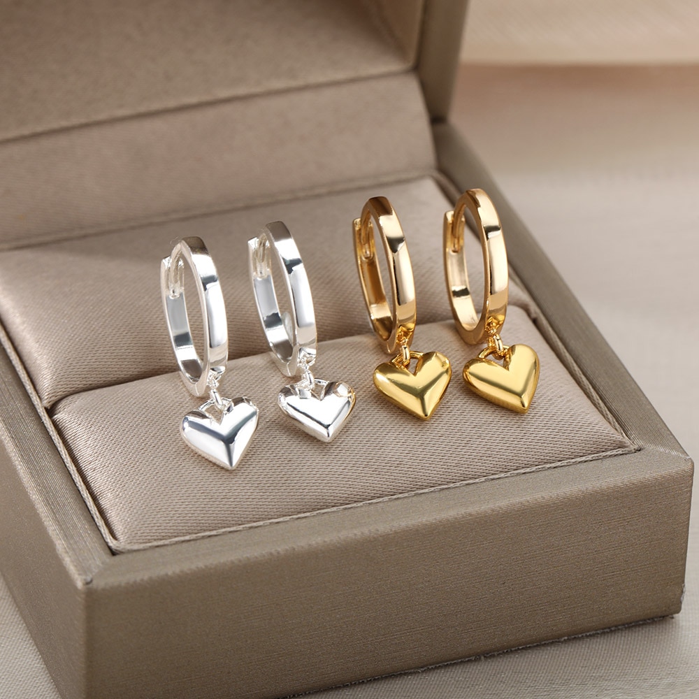 Heart Earring For Women Girl Stainless Steel Vintage Gold Love Heart Love Earring Accessorize Jewelry Gift Bijoux Femme 2022 Heart Earring For Women Girl Stainless Steel Vintage Gold Love Heart Love Earring Accessorize Jewelry Gift Bijoux Femme 2022