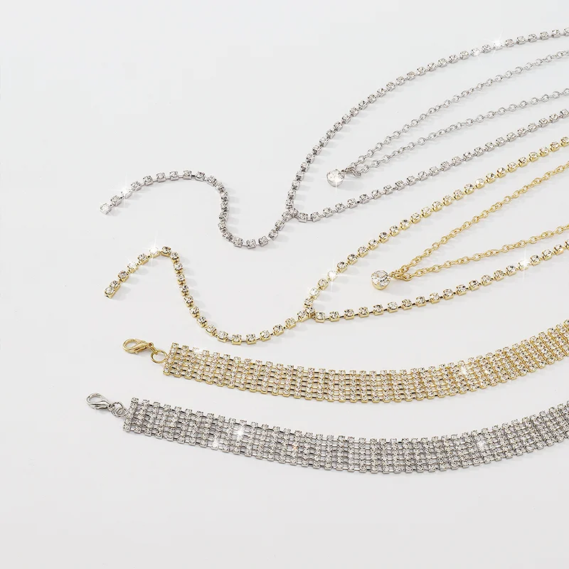 Stonefans Simple Rhinestone Long Tassel Necklace for Women Luxurious Multilayer Claw Chain Collar Y Shape Jewelry Accessories