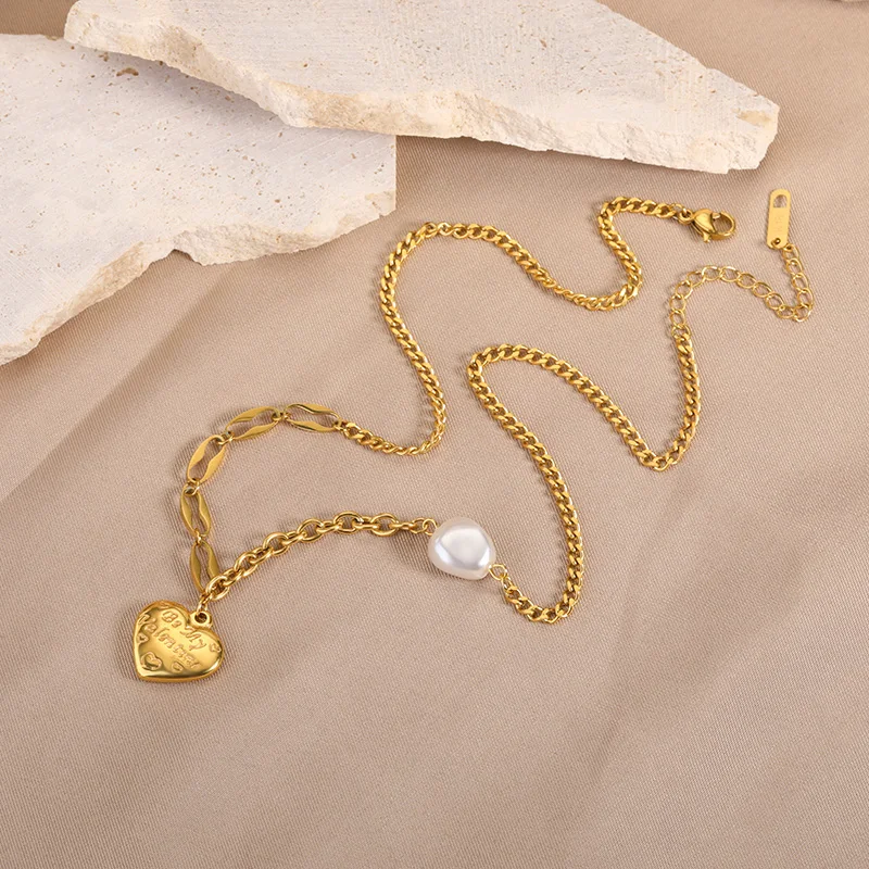 Minimalist Heart Necklaces For Women Stainless Steel Zircon Square Pendant Choker Fashion Festival Party Gift Jewelry