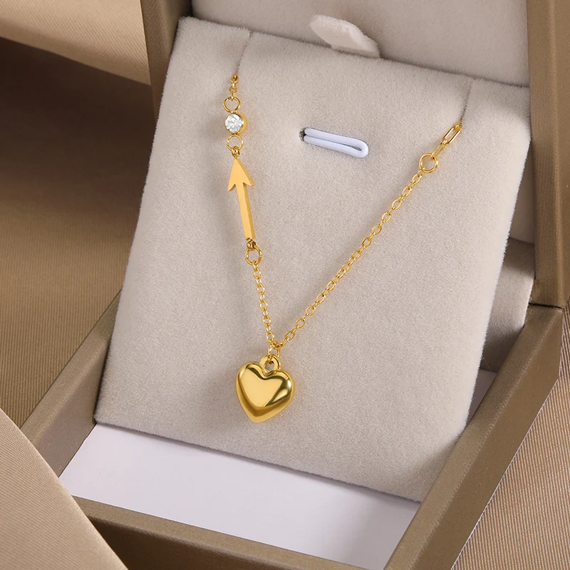 Minimalist Heart Necklaces For Women Stainless Steel Zircon Square Pendant Choker Fashion Festival Party Gift Jewelry