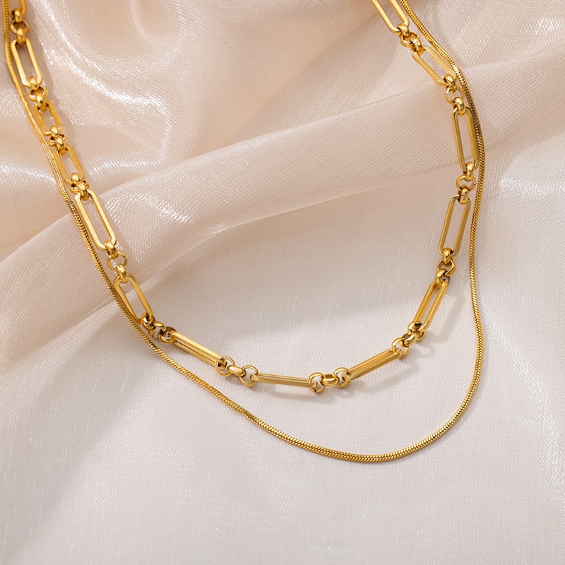 Stainless Steel Geometry Star Moon Butterfly Pendant Multilayer Chain Choker Necklace For Women Wedding Accessories Dropshipping
