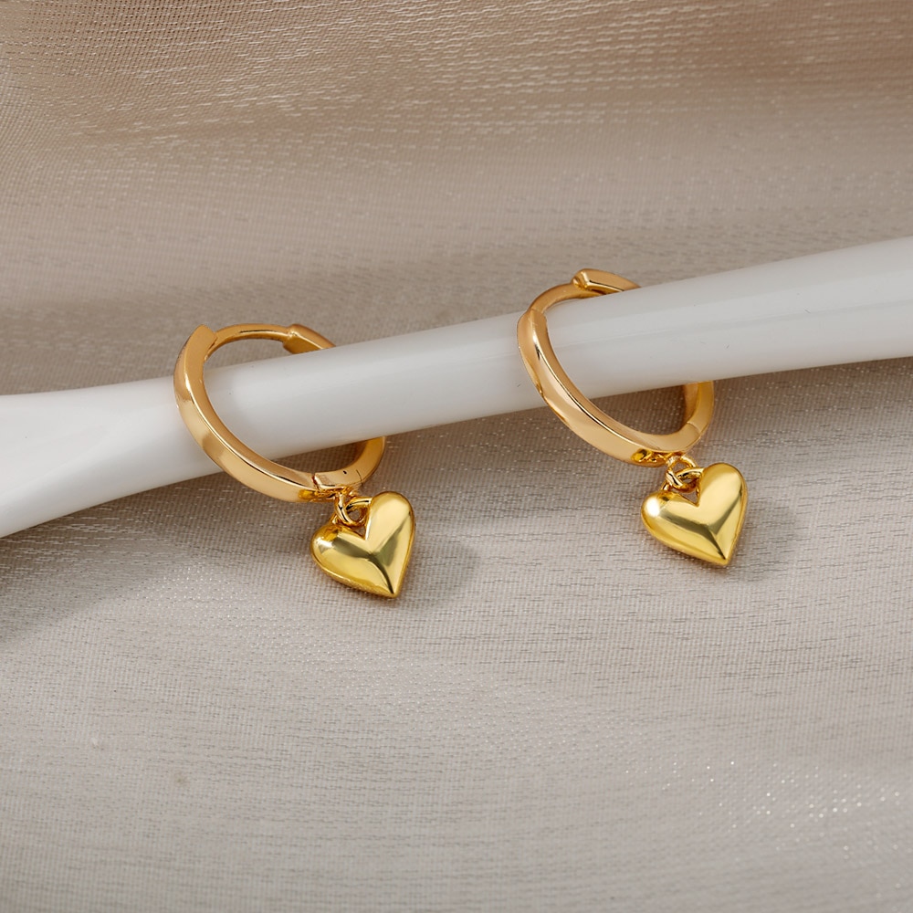 Heart Earring For Women Girl Stainless Steel Vintage Gold Love Heart Love Earring Accessorize Jewelry Gift Bijoux Femme 2022 Heart Earring For Women Girl Stainless Steel Vintage Gold Love Heart Love Earring Accessorize Jewelry Gift Bijoux Femme 2022