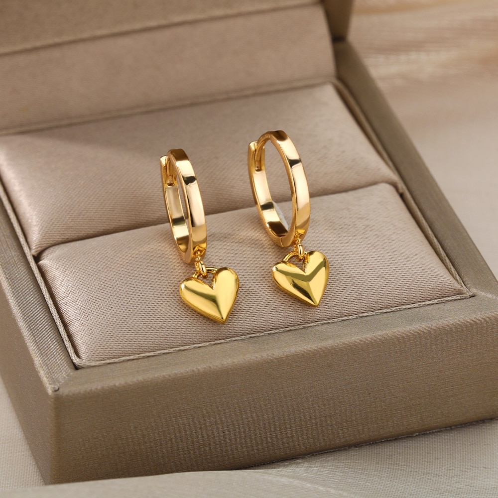 Heart Earring For Women Girl Stainless Steel Vintage Gold Love Heart Love Earring Accessorize Jewelry Gift Bijoux Femme 2022 Heart Earring For Women Girl Stainless Steel Vintage Gold Love Heart Love Earring Accessorize Jewelry Gift Bijoux Femme 2022