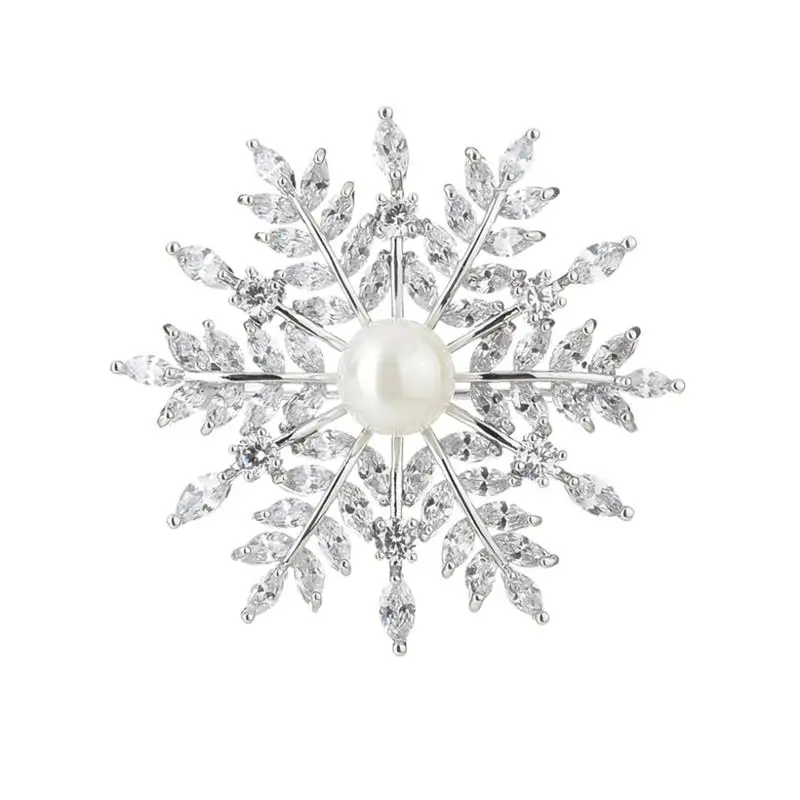 Fashion Brooch Women Breast Pink Snowflake Zircon Badge Snowflake Decor for Clothes Sweat Shawl Scarf Fashion Brooch Women Breast Pink Snowflake Zircon Badge Snowflake Decor for Clothes Sweat Shawl Scarf