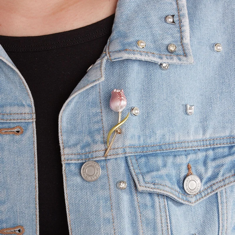 New Enamel Tulip Brooches For Women Classic Flower Weddings Office Party Brooch Pins Gifts