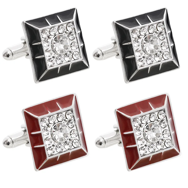 Square Cufflinks Mens Red/Black Enamel Business Cuff Links Button Vintage Retro French Suit Shirt Cufflink Wedding Jewelry Men Square Cufflinks Mens Red/Black Enamel Business Cuff Links Button Vintage Retro French Suit Shirt Cufflink Wedding Jewelry Men