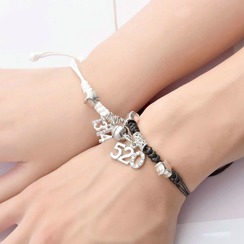 2PC/Set Luminous Star Moon Heart Couple Bracelet Adjustable Key Lock Rope Matching Friend Bracelets Love Gifts Jewelry